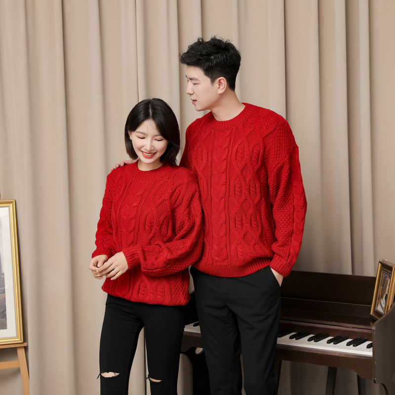 Family of three or four Family photo Parent-Child outfit Family-Child outfit Mother-child Parent-Child outfit Autumn and winter thickened twist sweater
