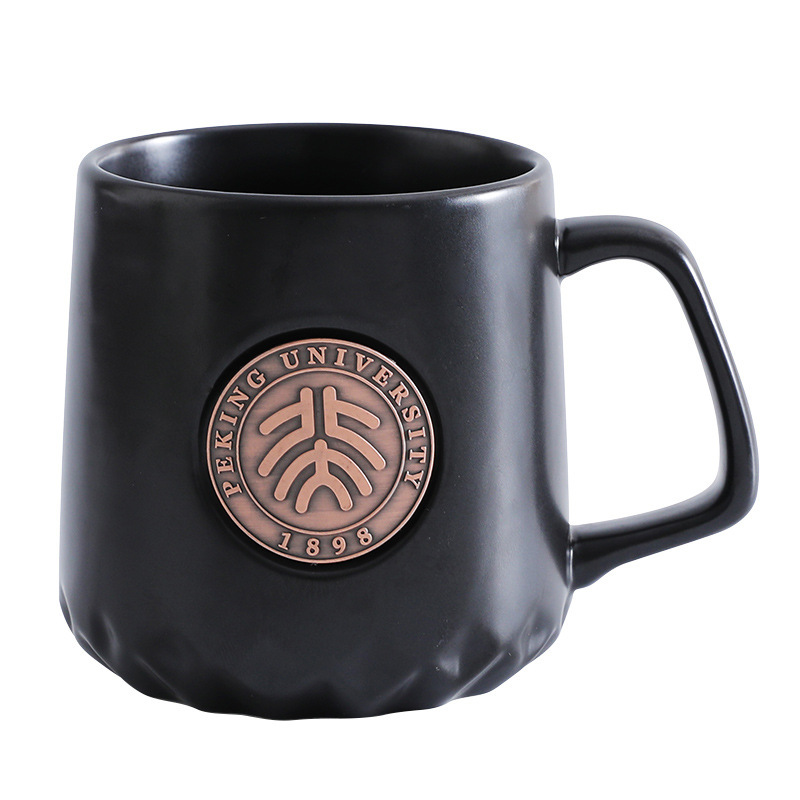 Peking University copper brand fish scale pattern mug can be customized logo copper seal coffee cup holiday gift water cup gift gift