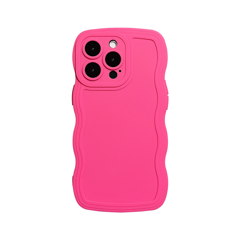 Full Coverage Drop-Resistant Case for iPhone 14Pro Phone Case Wave for iPhone 13Pro Max Solid Color Lens