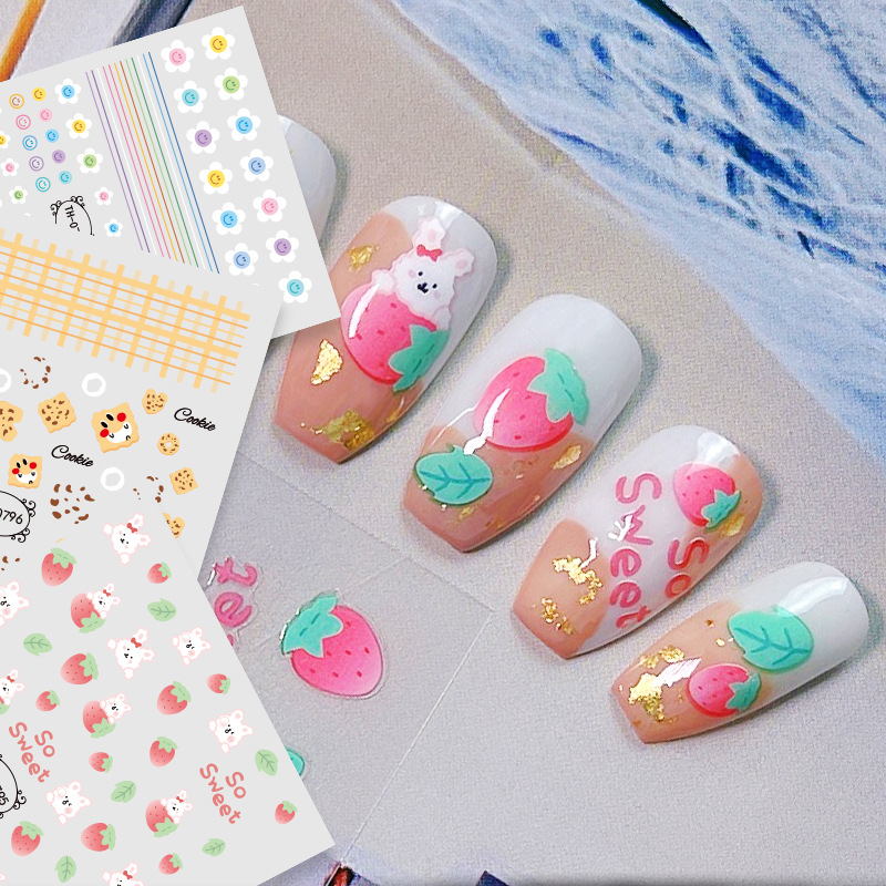 Zhengxiang Net red nail accessories bear DIY small decals small animal nail stickers INS small fresh nail stickers