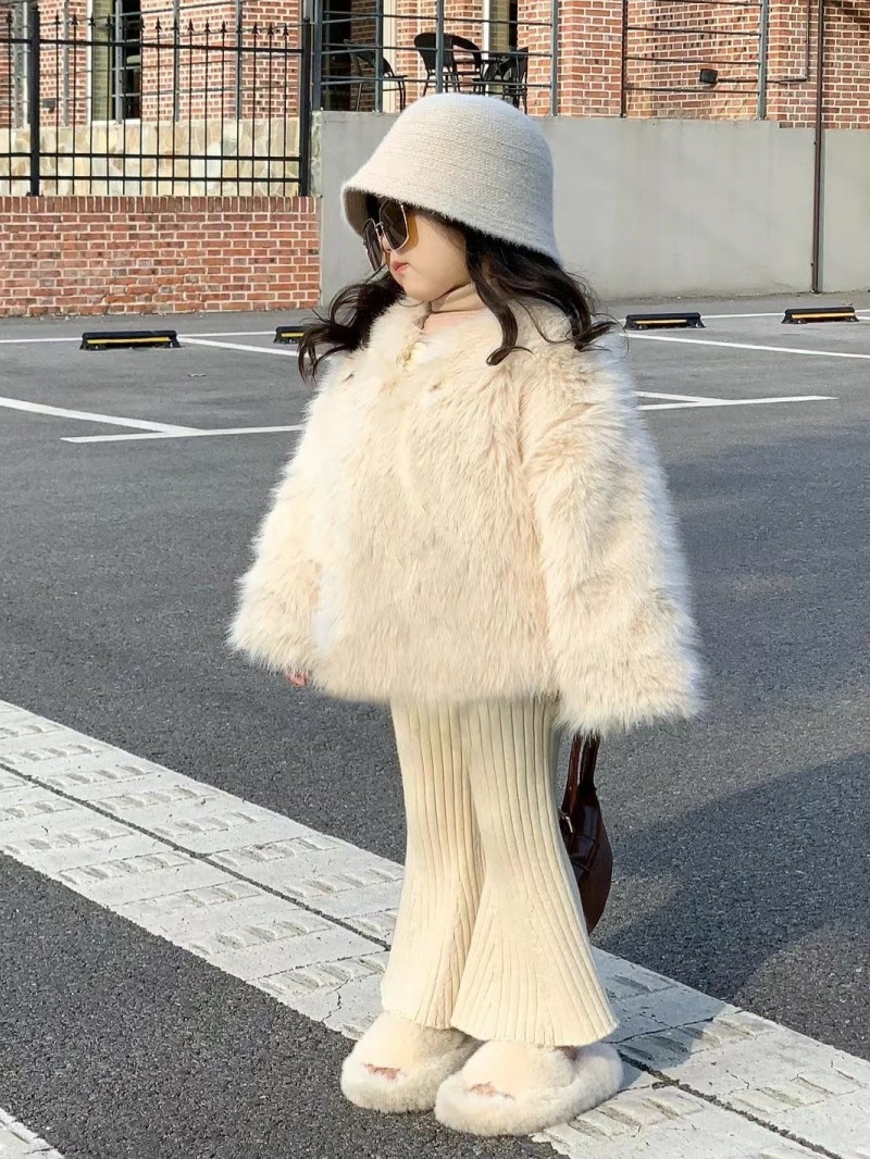 New girls' fleece-lined thickened coat children's fur coat imitation fox fur all-match Western style fur cotton-padded coat fashion