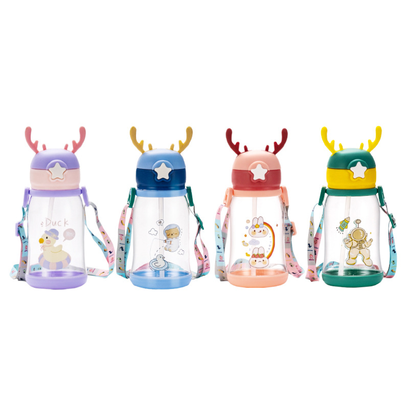 Children's straw cup ton ton cup large capacity plastic cup summer male and female baby primary school students big belly cup customization