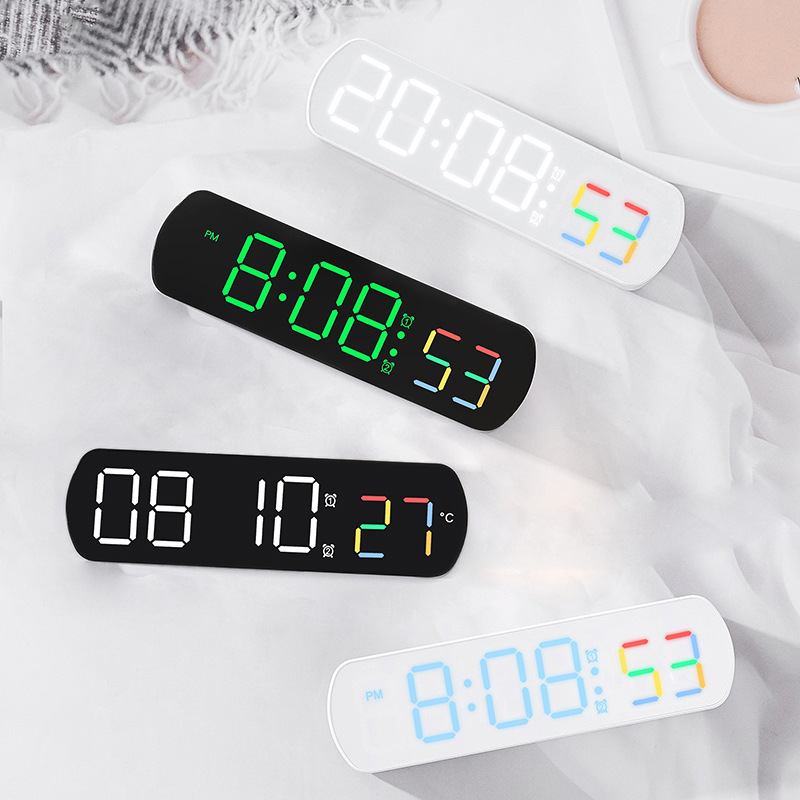 Simple electronic clock creative multifunctional LED alarm clock temperature jump second display positive countdown bedside clock 6639