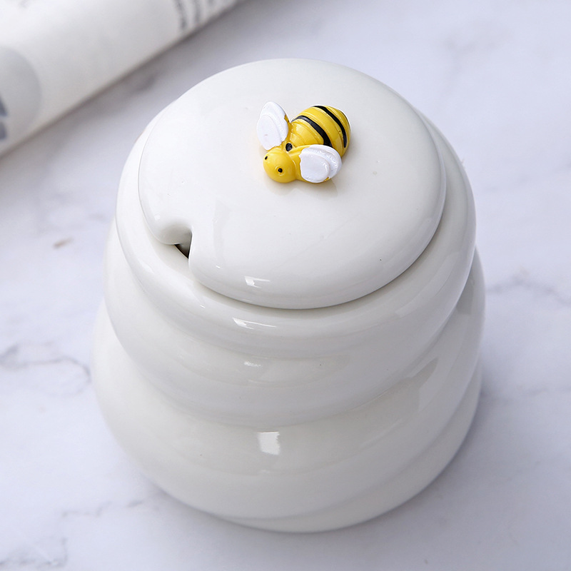 Cross border ins ceramic Honey jar with stirring rod with lid Honey wind gift jar cross border packaging