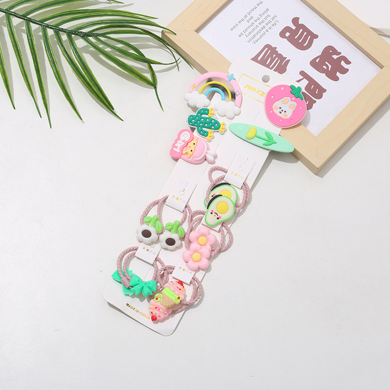 Summer Cartoon Children's Hairpin Hairrope Cute Girls' Hairband Princess Hairpin Set Dopamine Hair Accessories Stall