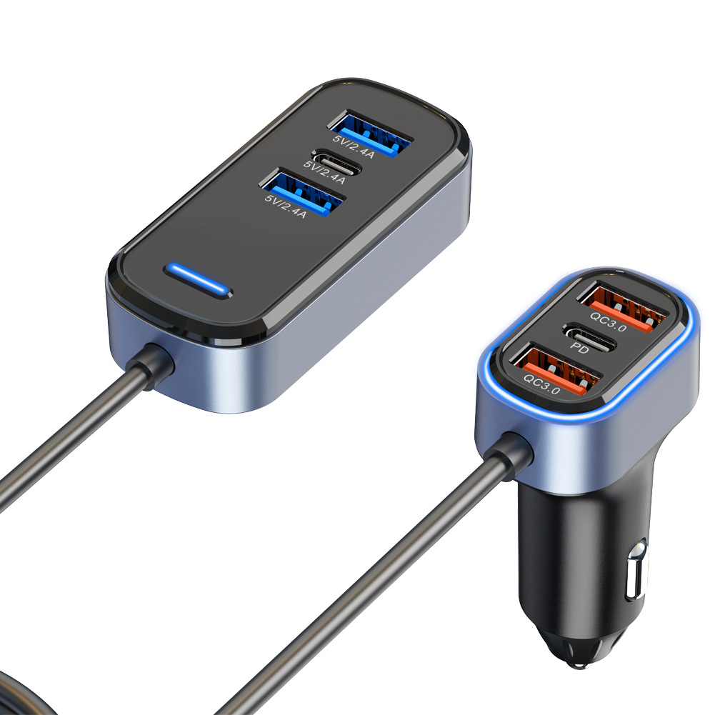 Car charger super fast charging one drag six front and rear seats multi-port output charging car charger fast charging manufacturers