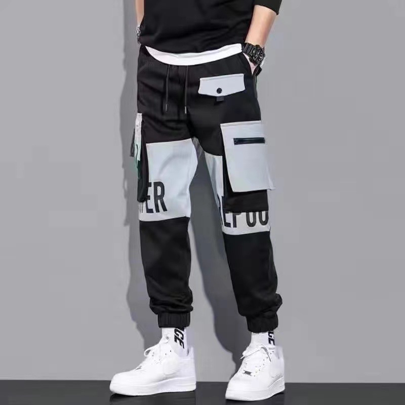 Junior High School Students Summer Pants Men's Trendy Leg Leg Casual Pants Teenagers Loose Overalls Boy's Motor Function