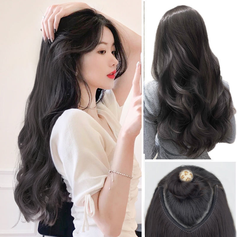 Wig Women's Long Hair One-piece Traceless U-shaped Long Curly Hair Large Wave Invisible Patch for Self-connection Wig