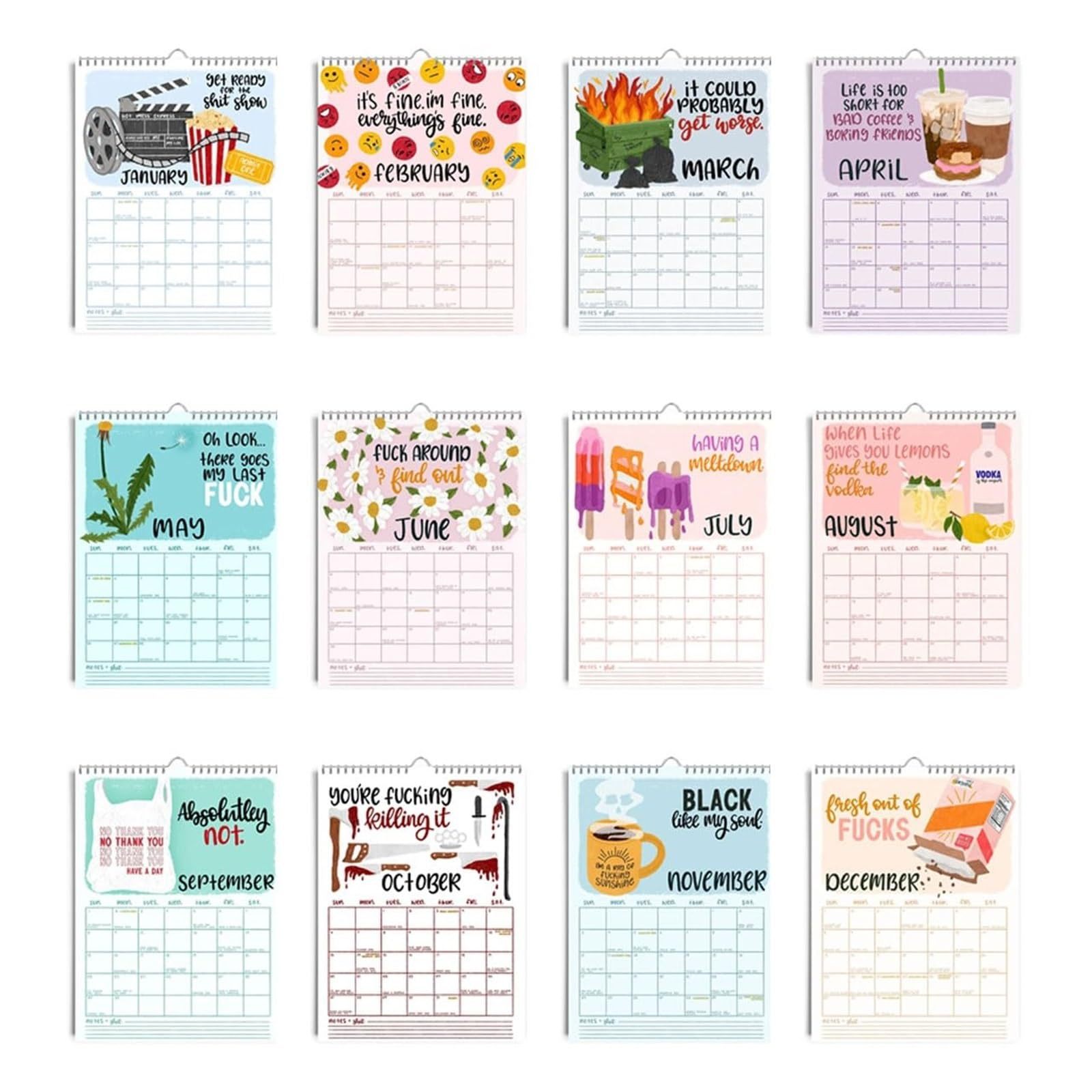 Cross-border innovation 2024 funny hanging calendar prank trash talk calendar funny calendar for friends