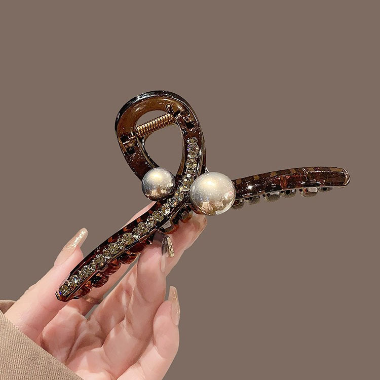 Nuovo stile luce lusso pieno diamante perla squalo clip grande updo fermaglio per capelli di alta qualità semplice cucchiaio posteriore coda di cavallo accessori per capelli per le donne_voghion.com