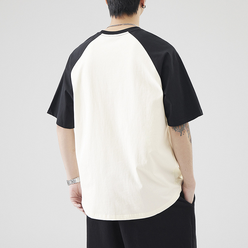 Anyang Pure Cotton T-shirt Short-sleeved Men's Summer 2025 New Fashion Brand All-match American Style High Street Raglan Sleeve Loose T-shirt