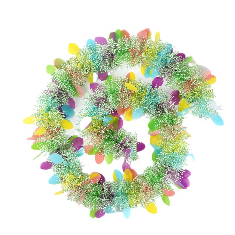 Cross-border new Easter egg Amazon scene layout Garland color round wool strip party decoration color strip