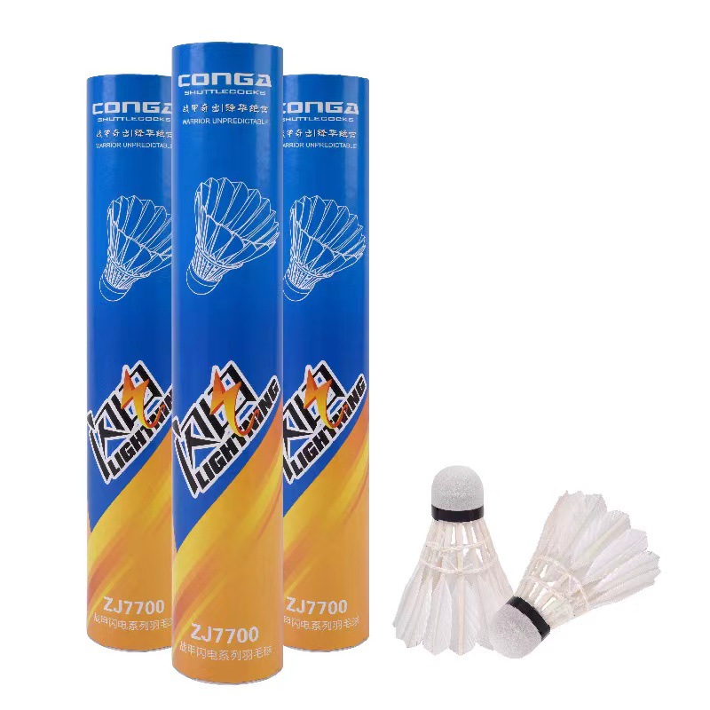 Factory wholesale badminton resistant to play family entertainment table fiber head competition training ball duck feather badminton 12 Pack