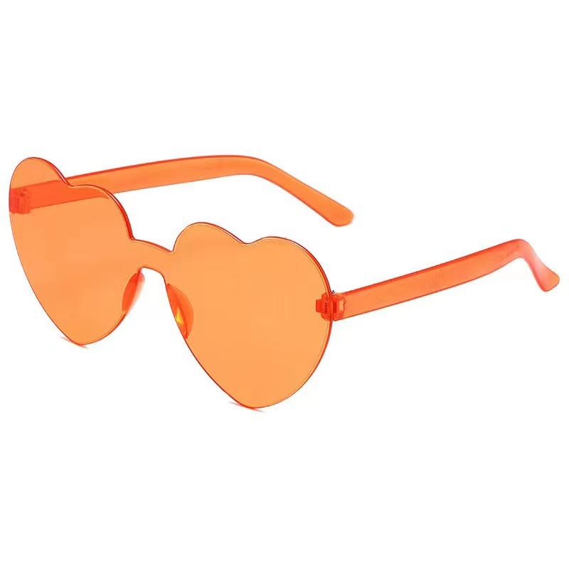 One-piece love glasses men and women jelly color peach heart sunglasses cross-border hot selling frameless heart sunglasses wholesale