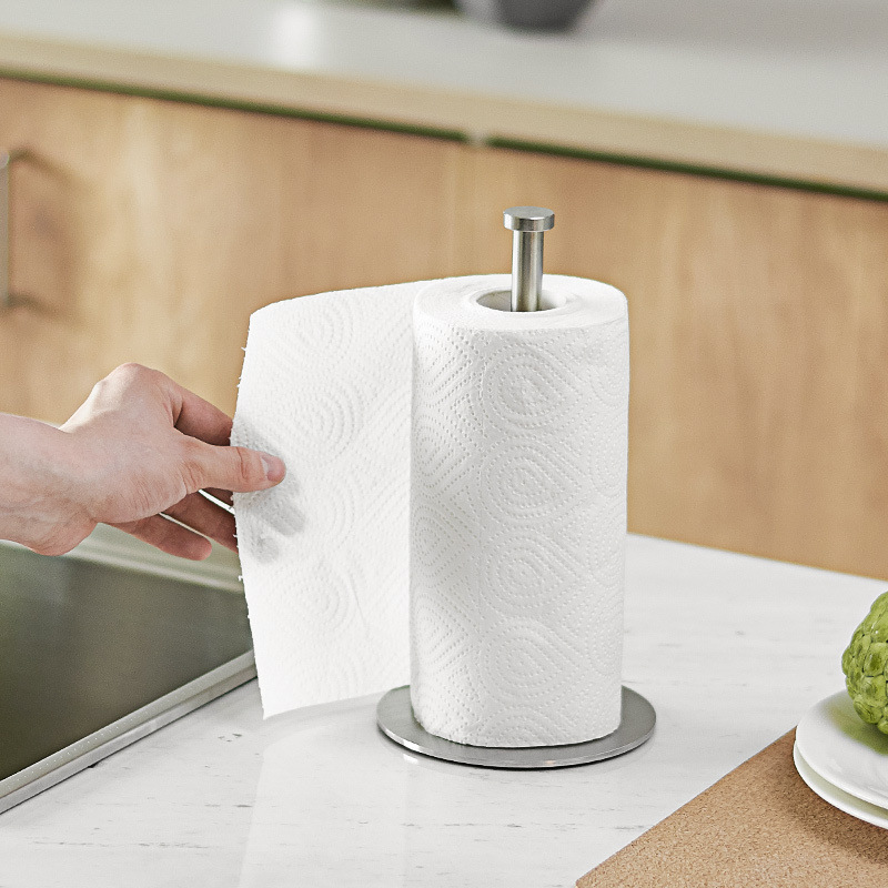 Punch-free kitchen countertop roll paper holder vertical tissue holder hand towel oil-absorbing paper storage rack plastic wrap rack