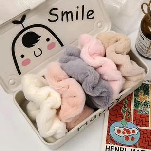 Korean autumn and winter cute imitation rabbit velvet hair ring soft warm furry hair rope large intestine ring hair rope accessories women