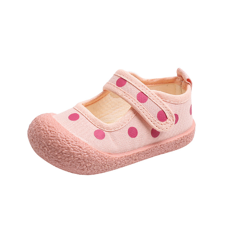 Children's Shoes 2023 Spring and Summer New Children's Canvas Shoes Boys and Girls Wave Dot Baby Soft Bottom Velcro Casual Shoes Trendy