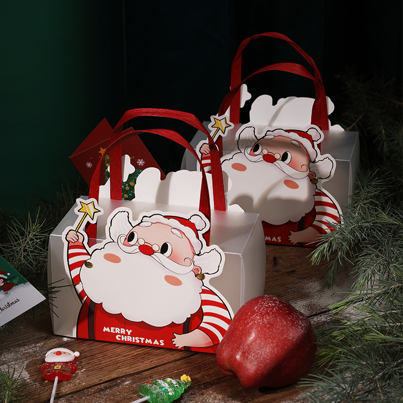 2024 New Christmas Box Apple Box Candy Gift Bag Portable Gift Box Santa Claus in stock