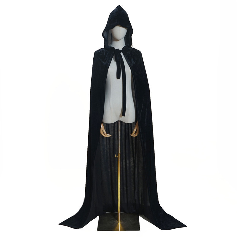 European and American Style Halloween Cloak Anime Cosplay Witch Prince Velvet Cloak Hooded Lace-Up Costume Accessories