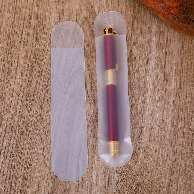 In stock frosted pencil case transparent solid color universal pencil case hanging gift pen pen case wholesale printable LOGO