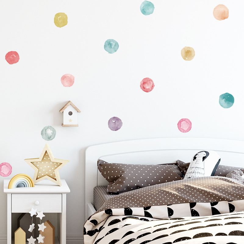 New FX-F272 Colorful Watercolor Dot Bedroom Wardrobe Refrigerator Entrance DIY Home Wall Decorative Wall Sticker