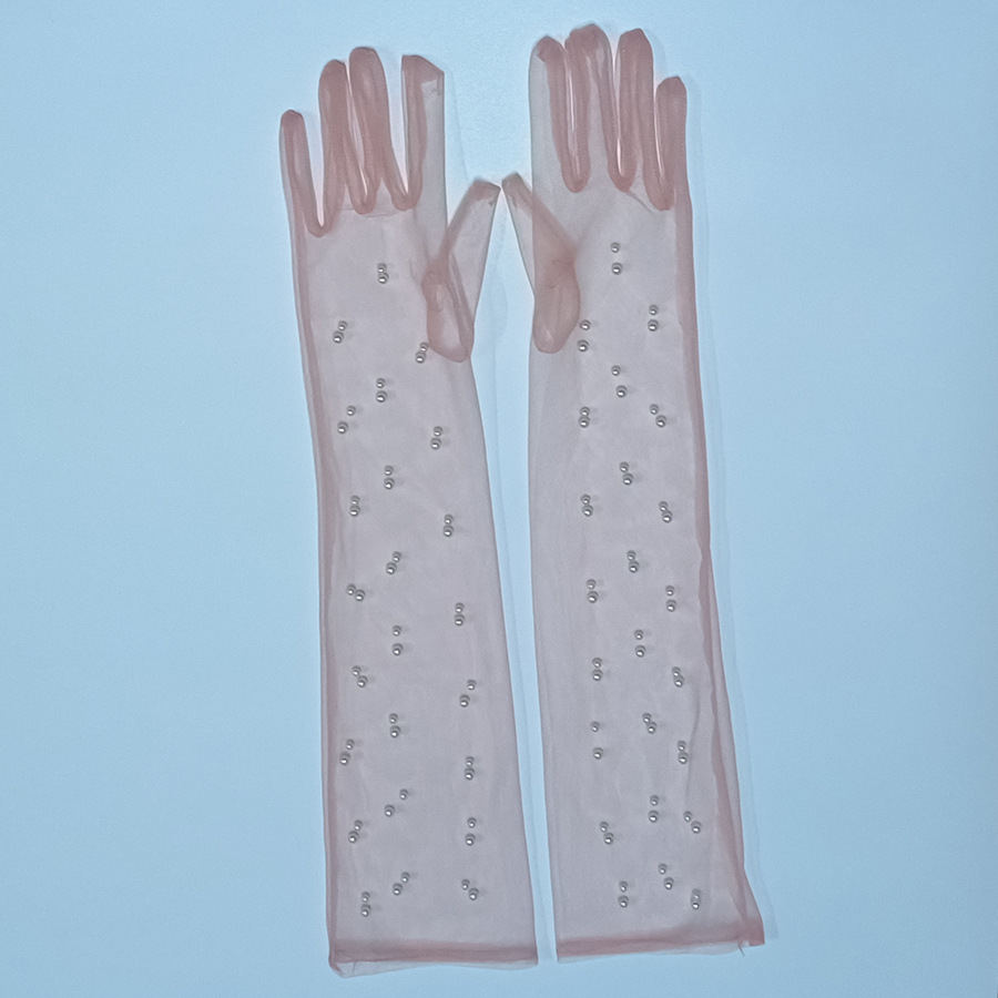 Bridal gloves white wedding Pearl gauze gloves white gauze long travel photography arm cover summer thin_voghion.com