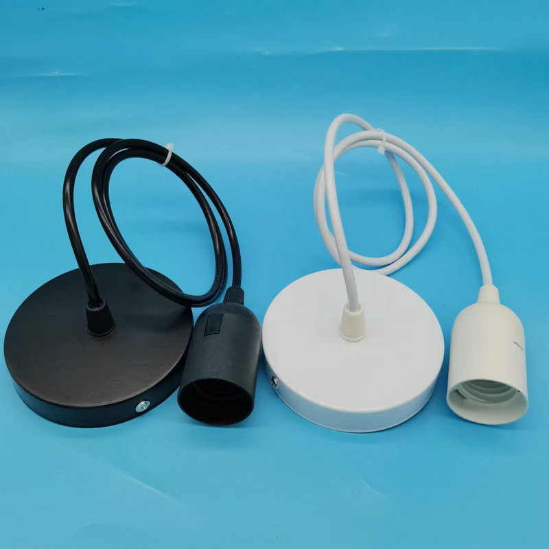 E27 light body lamp holder lamp holder assembly metal lamp Cup ceiling plate hanging wire black and white combination chandelier wiring lamp holder