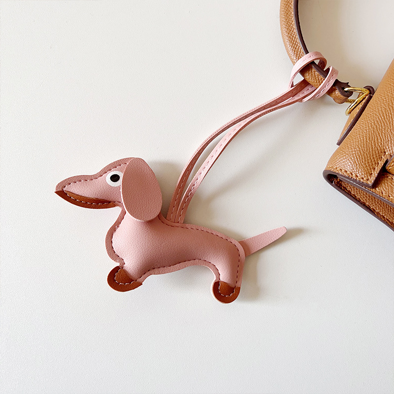 Dachshund dog ornaments niche decorative leather bag pendant cute cartoon puppy keychain accessories car pendant