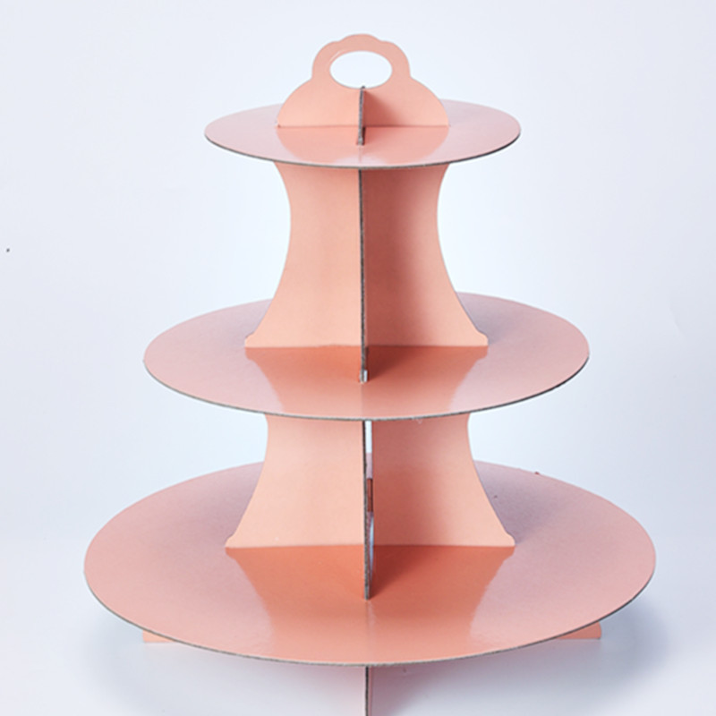 Birthday party wedding party dessert stand three-layer paper monochrome cake stand