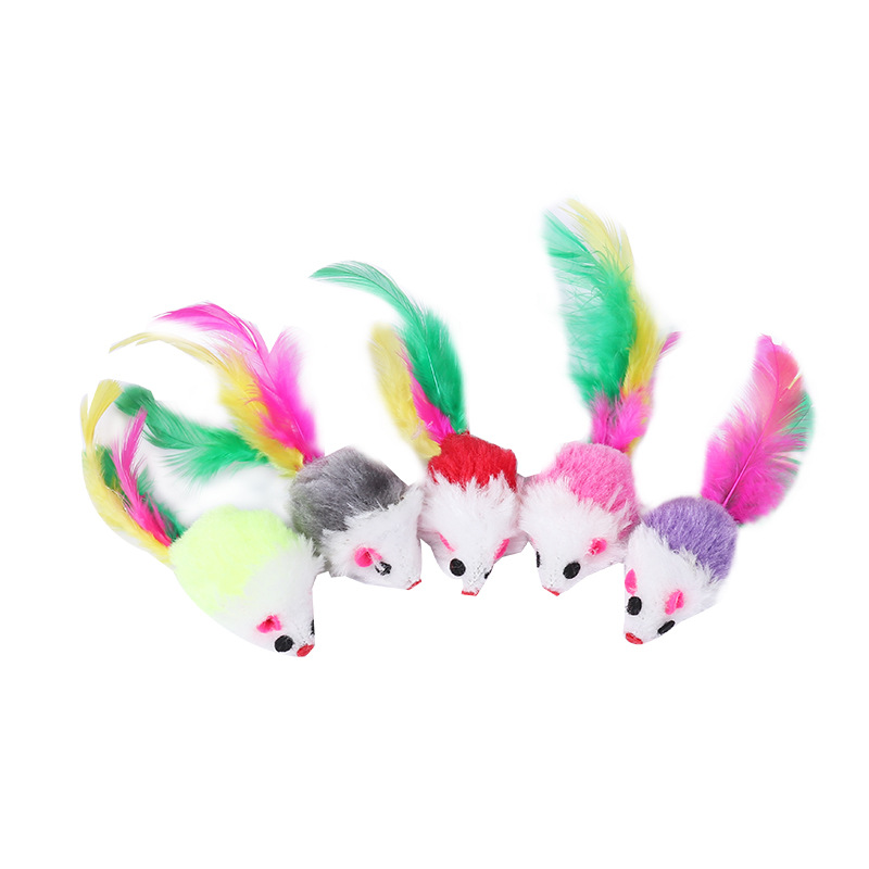 Cat tease Cat mouse color tail plush little mouse cat toy realistic mouse cat toy spot