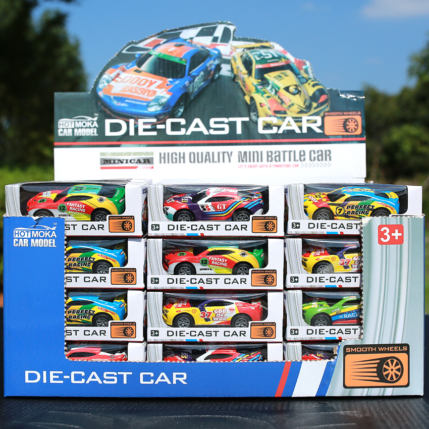 New iron pull back car Graffiti Car racing iron car children's toy sports car model toy stall wholesale