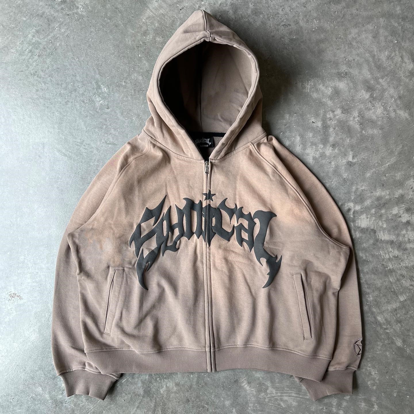 2024 New American Style Retro Zipper Sweater Gothic Letter Star Printed Hoodie Trendy Men's Casual Jacket