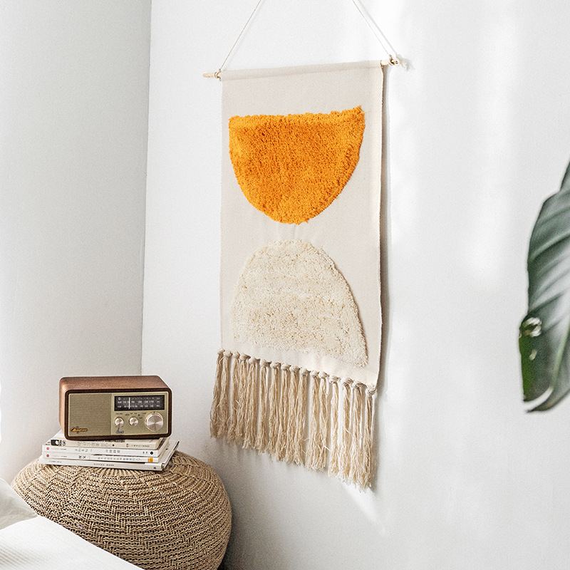 Indian hand-woven B & B tassel tapestry decoration Nordic meter box hanging picture fabric background cloth bedroom hanging cloth