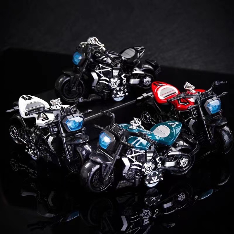 Alloy pull back motorcycle model ornaments plastic simulation racing cross-border toy key chain pendant grab machine decoration