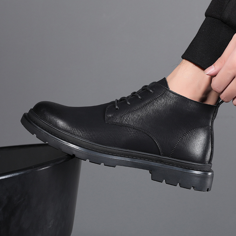 Martin boots men's high-top British style men's shoes 2023 Winter new mid-top fleece-lined warm cotton-padded shoes workwear boots men
