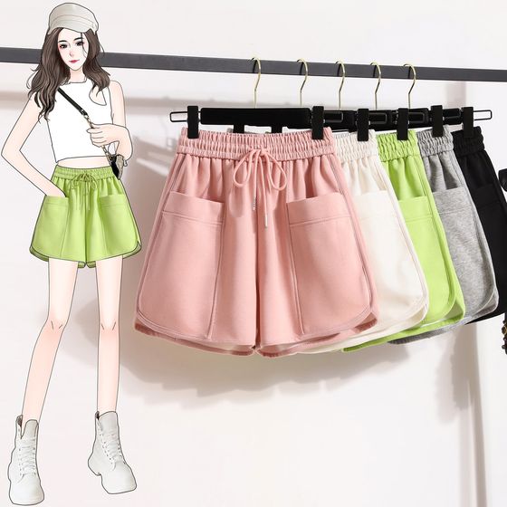 Sports Shorts Women's Summer Women's Casual Loose Wide Leg Pants High Waist Slimming A- line Sweet Three-point Hot Pants