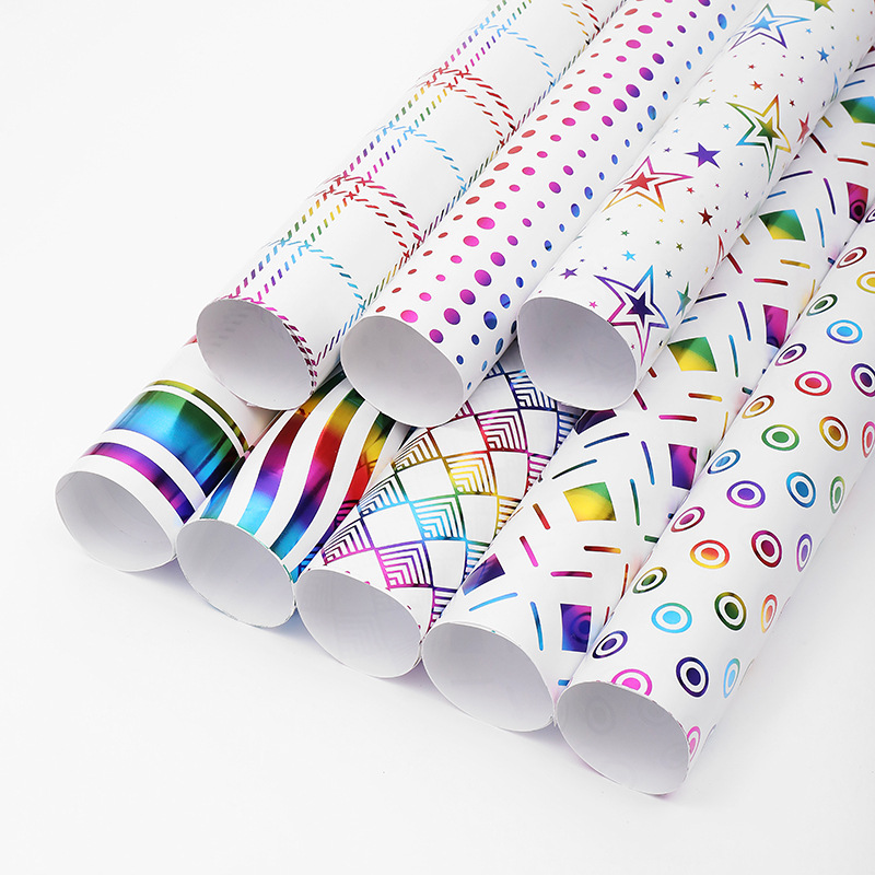 New colorful bronzing wrapping paper vintage striped five-pointed star series gift gift wrapping paper spot wholesale
