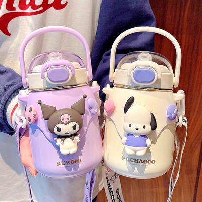 High-looking Internet celebrity Sanrio joint-name water cup with adjustable strap cup large capacity cute girl thermos cup