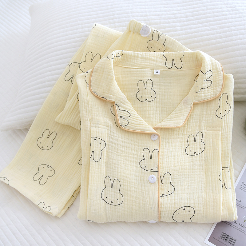 Summer cotton cotton yarn monthly clothing March postpartum spring cotton gauze pregnant women pajamas nursing summer 5