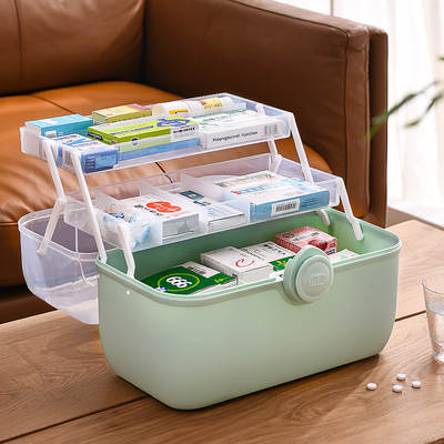 Household Box Storage Box Large Family Medical Box Children's Large Capacity Multi-Layer Portable Emergency Medical Box Medicine Box