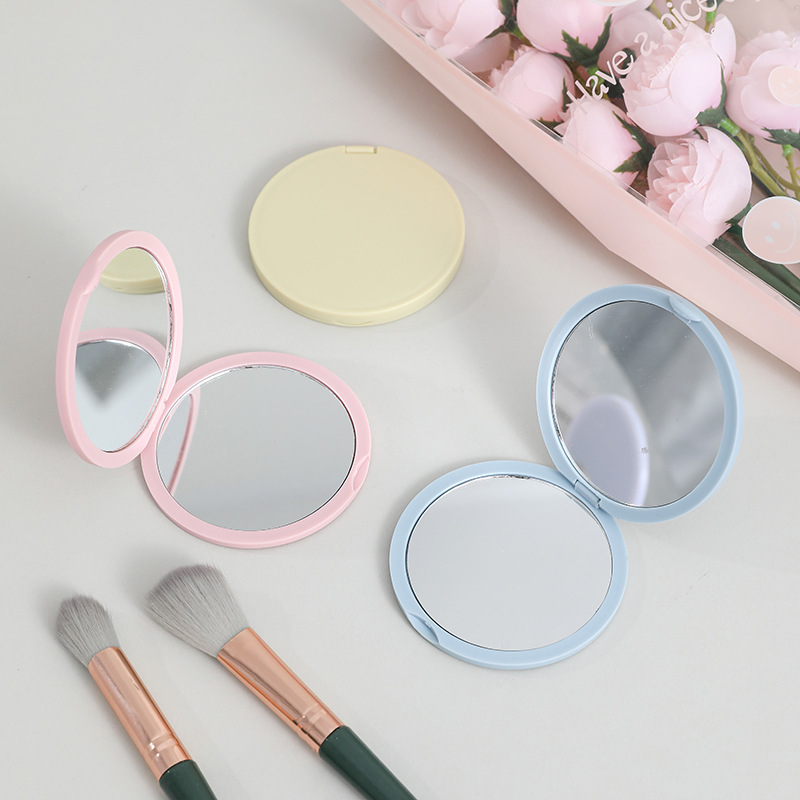 Foldable makeup mirror round small size portable DIY cream glue double-sided flip portable small mirror wholesale factory