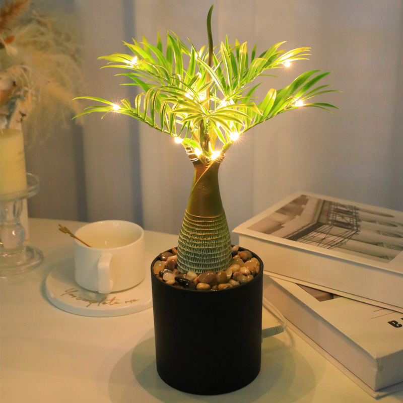 Usb 駆動 Led ナイトライト模擬緑の植物鉢植え盆栽オフィス屋内装飾カラフルなランプモダンなスタイルの照明|undefined