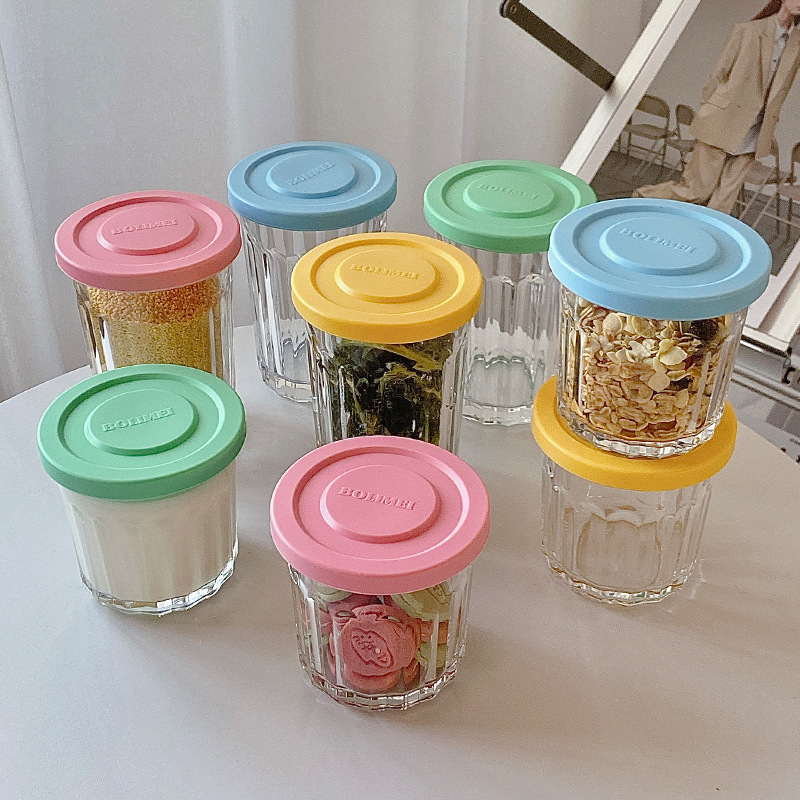 Bo Limei glass tea jar tea box scented tea jar office high color value tea sealed jar girl's heart