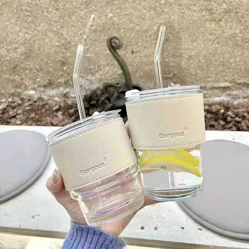 Slub Cup Suction Cup Women's Cute Suction Cup Coffee Cup Portable Cup ins-style High-value Creative Cup with Lid
