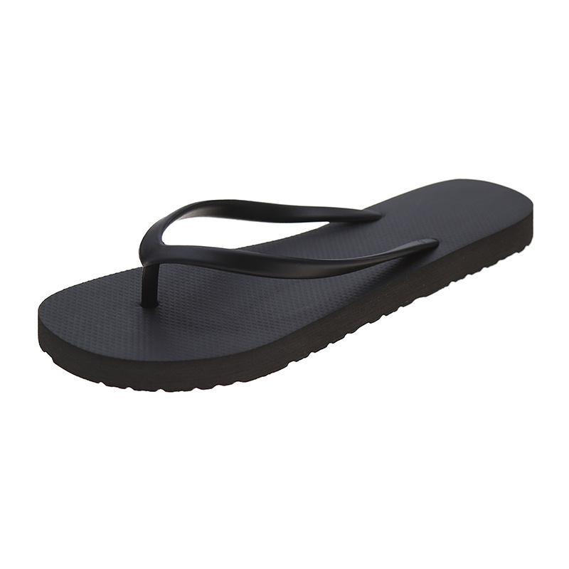 Flip-Flops Women's Outer Wear Black Flip-Flops Non-Slip Bathroom Bathing Beach Seaside Splints Instagram Style Summer Sandals