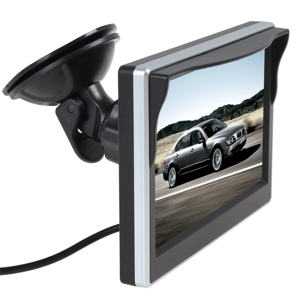 Car 5-inch black disk display +2.4g wireless module + long license plate frame camera reversing image set