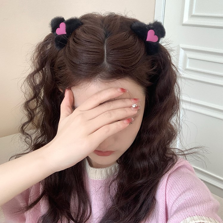 ヘアアクセサリー｜可愛い・ミニ・ハート・ファー・秋冬・クリップ・ヘアクリップ|undefined