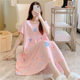 Cotton Silk Nightgown Women's Summer Plus Size Foreign Trade Printed Pajamas Thin High-end Loose Cotton Outer Wearing Skirt