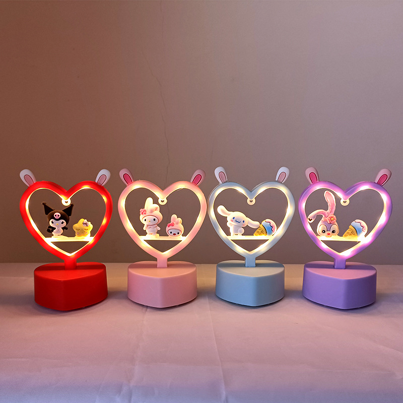 Tiktok same rabbit ears cute DIY Yugui dog creative love romantic night light led table lamp bedside lighting