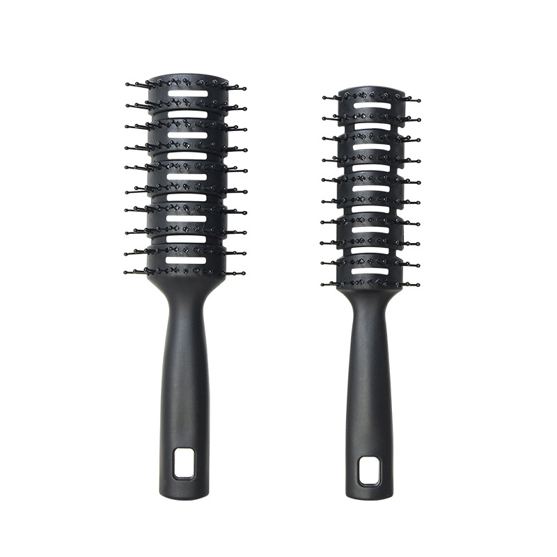 PP black ribs comb hollow massage comb oil head shape comb nine-row comb men's large back hair plastic comb